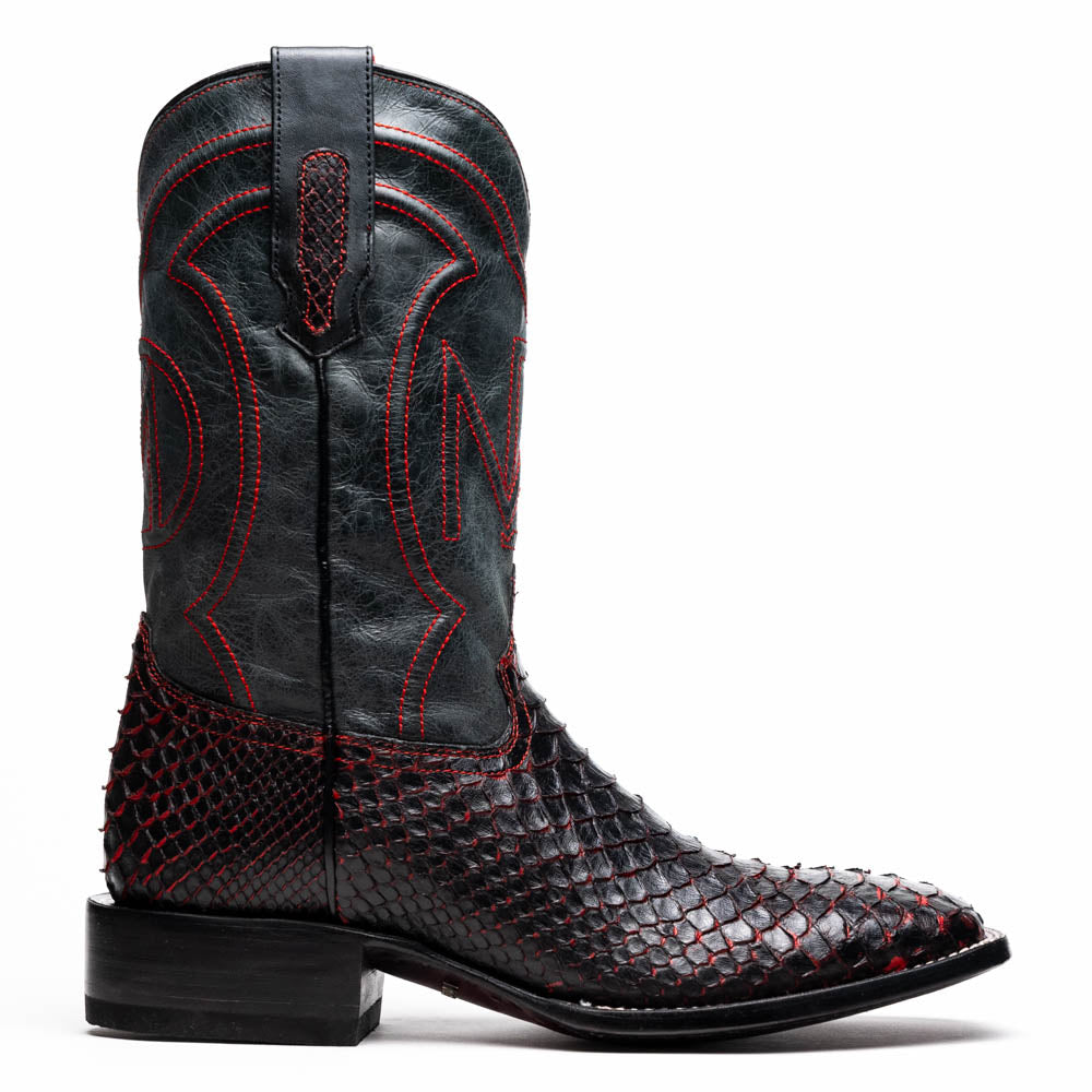 Marco Di Milano Missouri Python Square Toe Cowboy Boot Black Cherry
