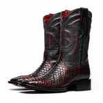 Marco Di Milano Missouri Python Square Toe Cowboy Boot Black Cherry