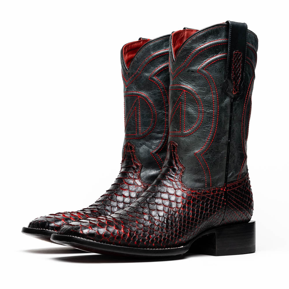 Marco Di Milano Missouri Python Square Toe Cowboy Boot Black Cherry