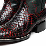 Marco Di Milano Missouri Python Square Toe Cowboy Boot Black Cherry