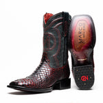 Marco Di Milano Missouri Python Square Toe Cowboy Boot Black Cherry