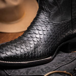Marco Di Milano Missouri Python Square Toe Cowboy Boot Black