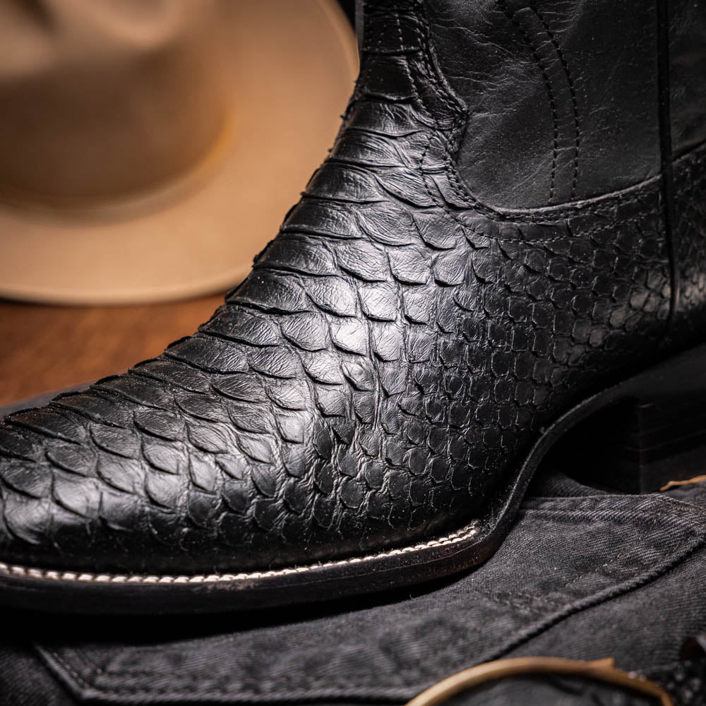 Marco Di Milano Missouri Python Square Toe Cowboy Boot Black