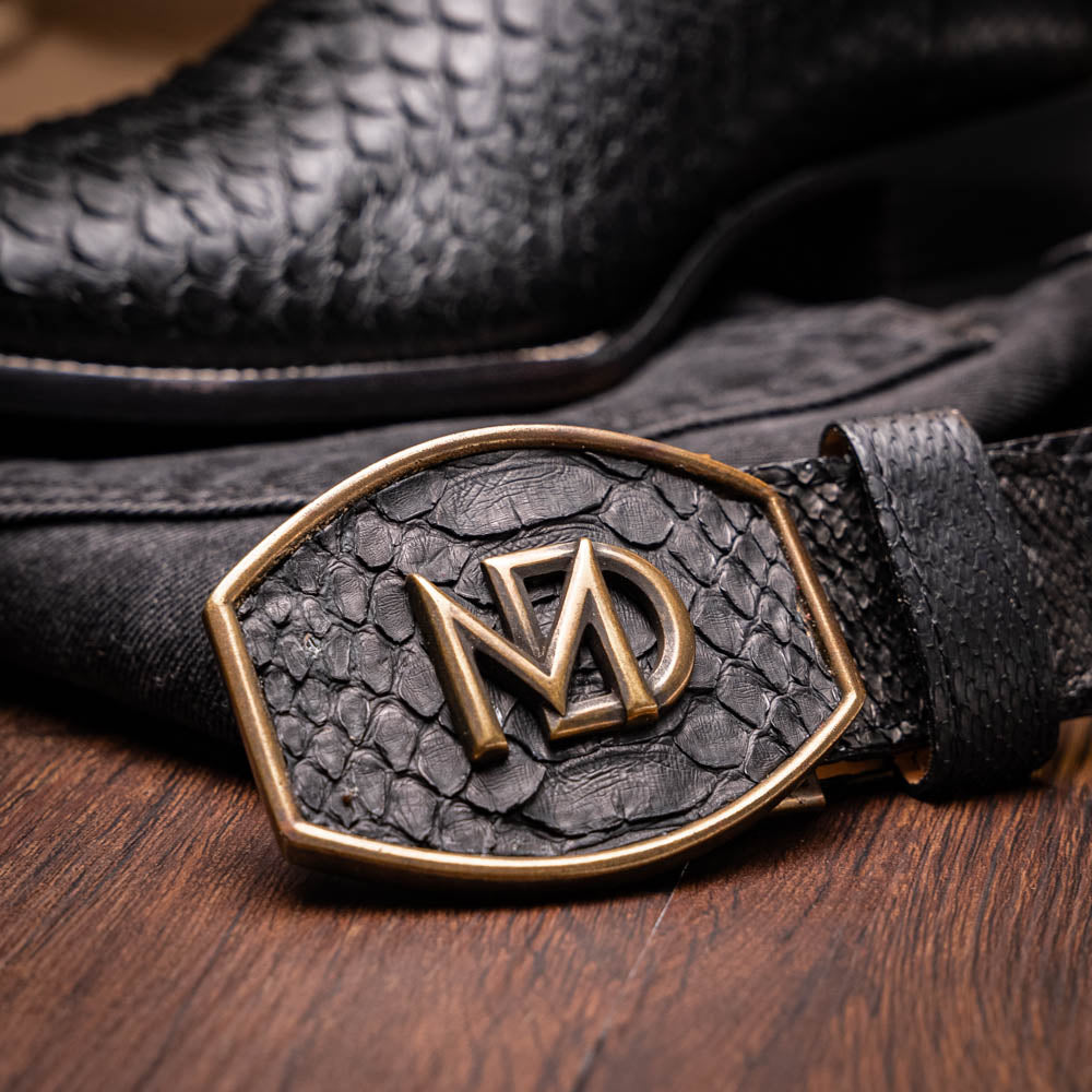 Marco Di Milano Missouri Python Square Toe Cowboy Boot Black