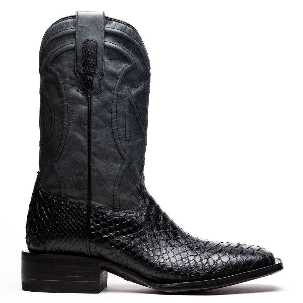 Marco Di Milano Missouri Python Square Toe Cowboy Boot Black