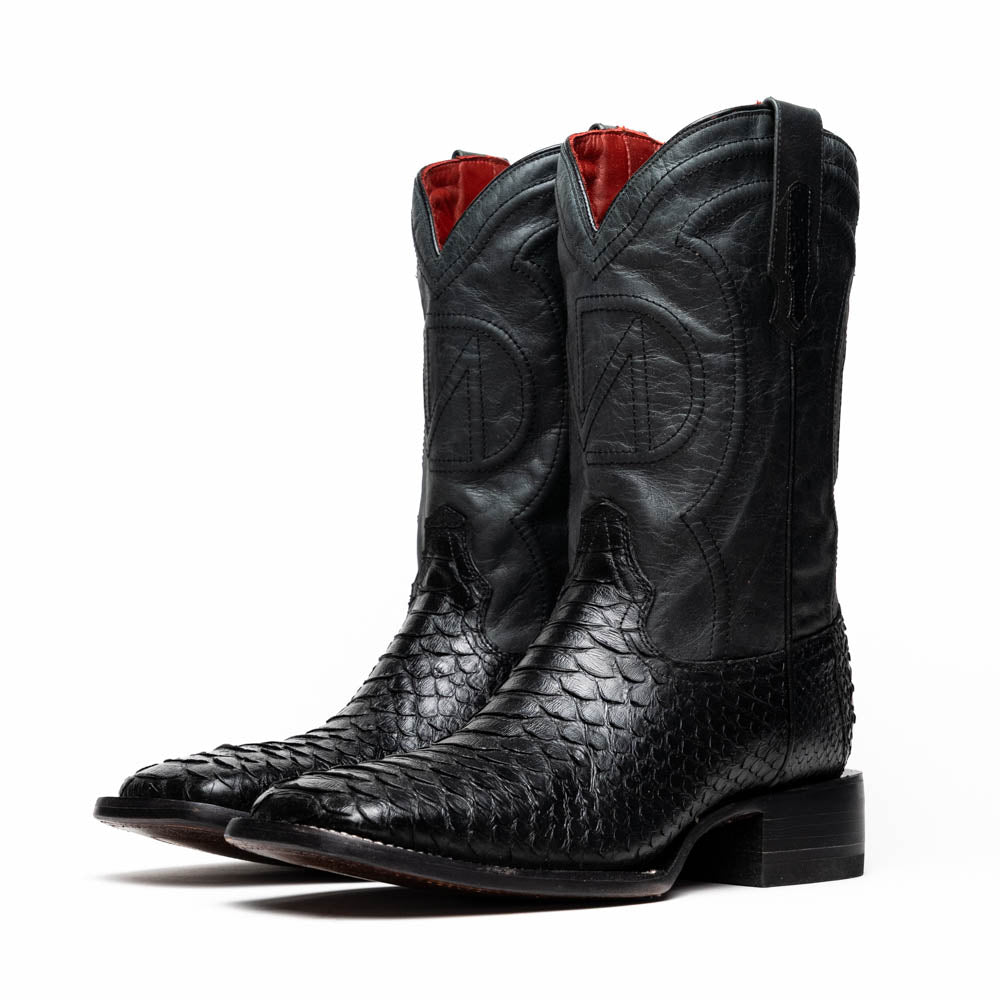 Marco Di Milano Missouri Python Square Toe Cowboy Boot Black