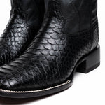 Marco Di Milano Missouri Python Square Toe Cowboy Boot Black