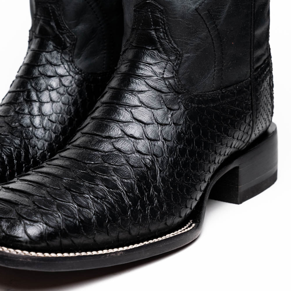 Marco Di Milano Missouri Python Square Toe Cowboy Boot Black