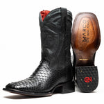 Marco Di Milano Missouri Python Square Toe Cowboy Boot Black