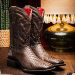 Marco Di Milano Missouri Python Square Toe Cowboy Boot Brown