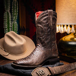 Marco Di Milano Missouri Python Square Toe Cowboy Boot Brown