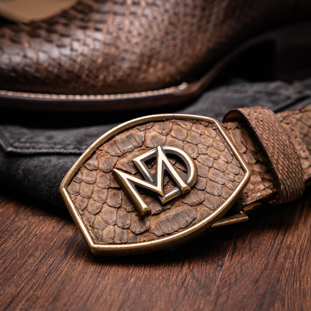 Marco Di Milano Missouri Python Square Toe Cowboy Boot Brown