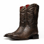 Marco Di Milano Missouri Python Square Toe Cowboy Boot Brown