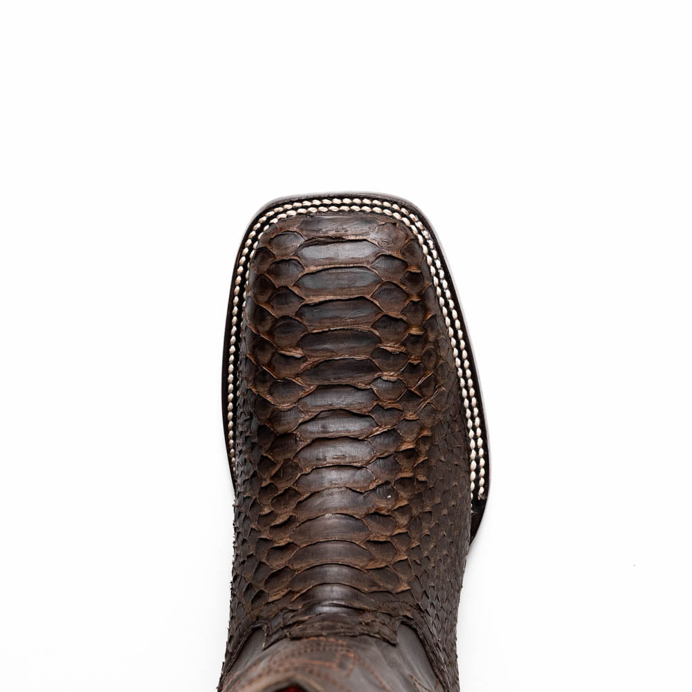 Marco Di Milano Missouri Python Square Toe Cowboy Boot Brown