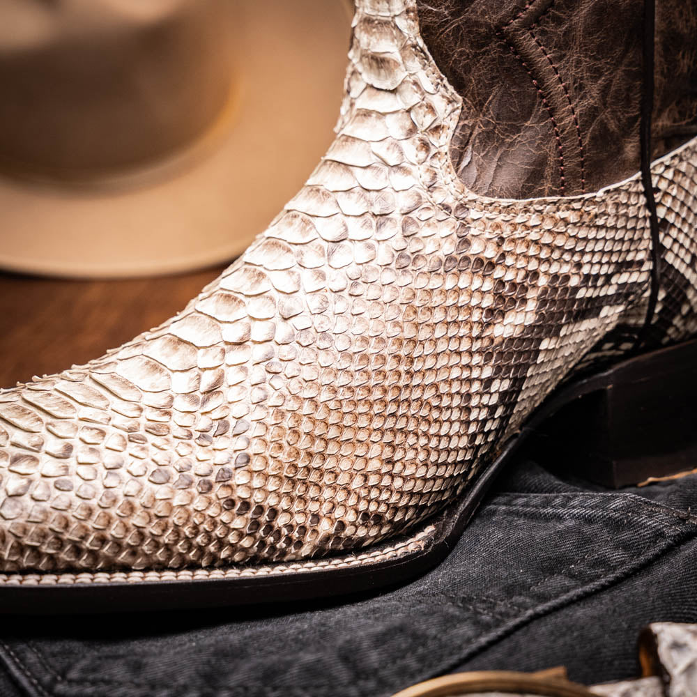 Marco Di Milano Missouri Python Square Toe Cowboy Boot Natural