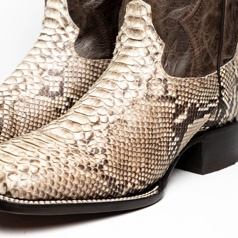Marco Di Milano Missouri Python Square Toe Cowboy Boot Natural