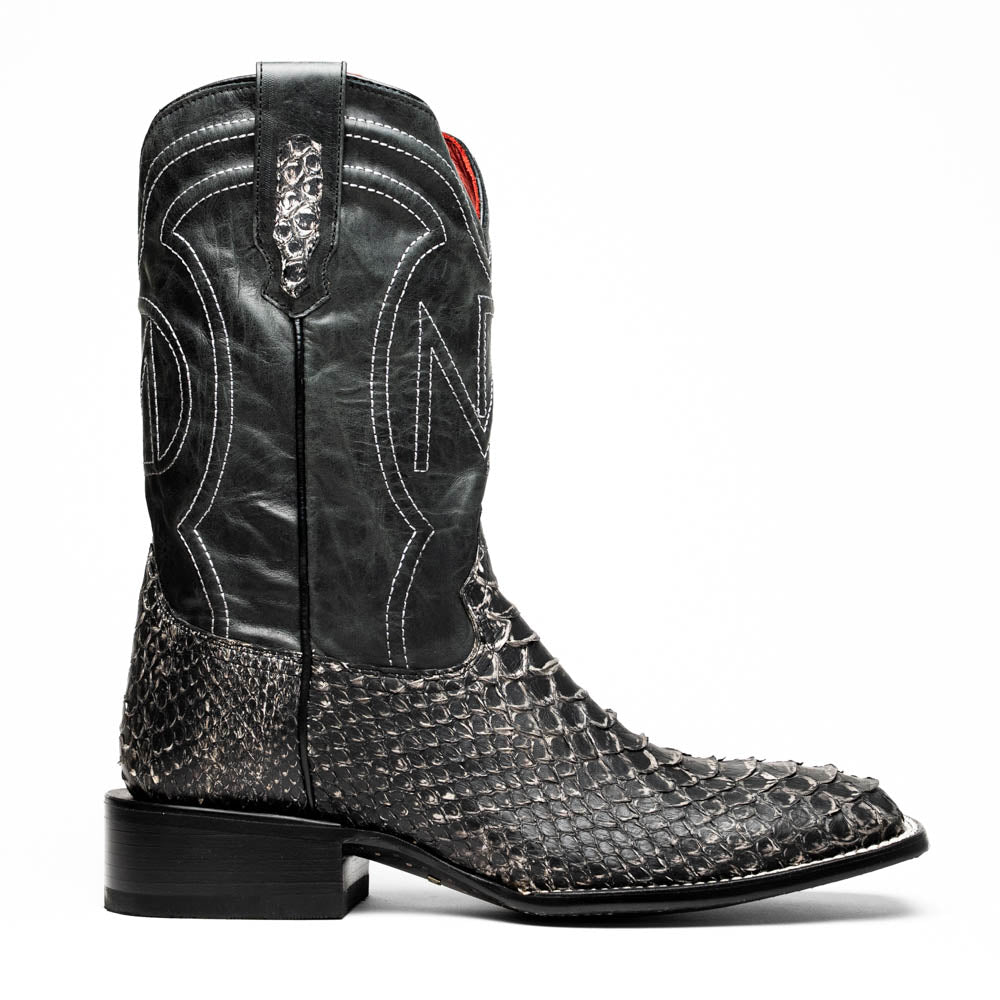 Marco Di Milano Missouri Python Square Toe Cowboy Boot Stone White