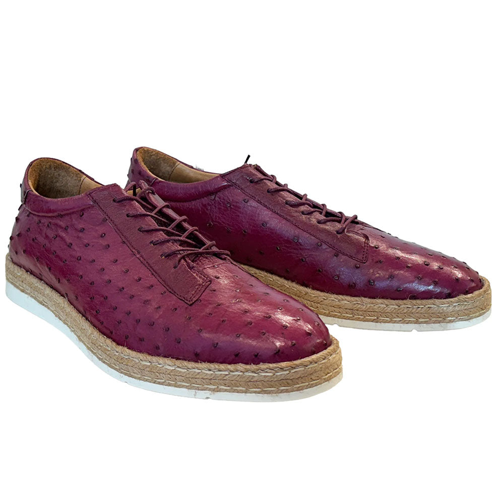 Corrente P0106 Monaco Genuine Ostrich Sneakers Burgundy
