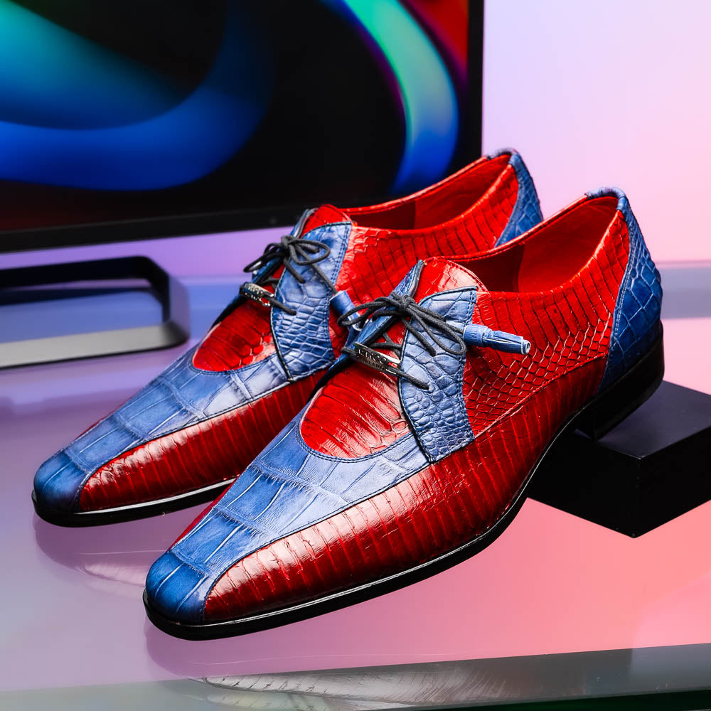 Marco Di Milano Moncalieri Alligator & Cobra Shoes Navy / Red