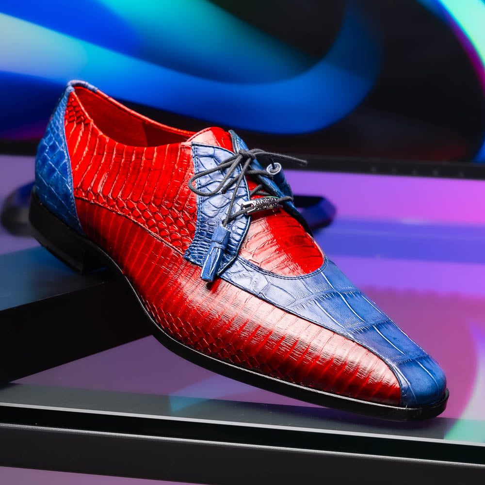 Marco Di Milano Moncalieri Alligator & Cobra Shoes Navy / Red