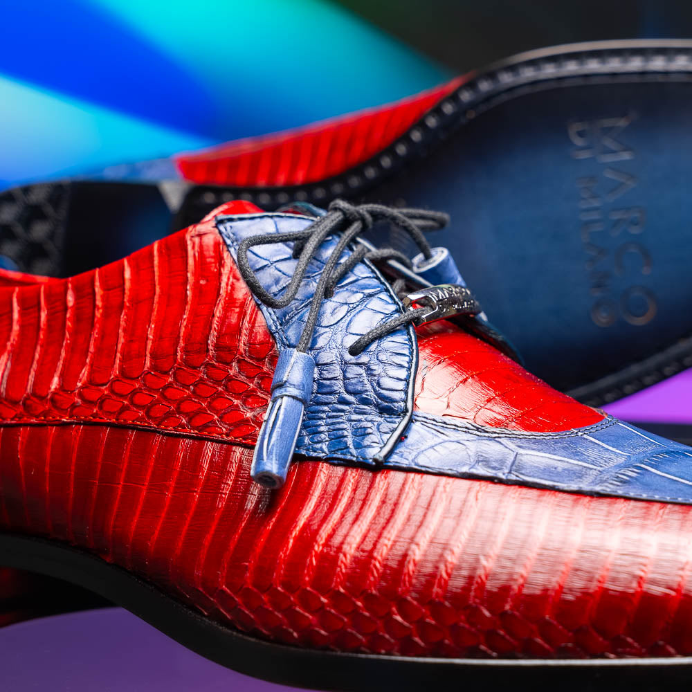 Marco Di Milano Moncalieri Alligator & Cobra Shoes Navy / Red