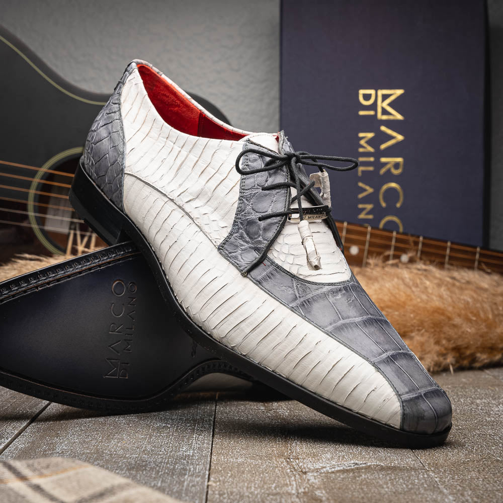 Marco Di Milano Moncalieri Alligator & Cobra Shoes White / Grey