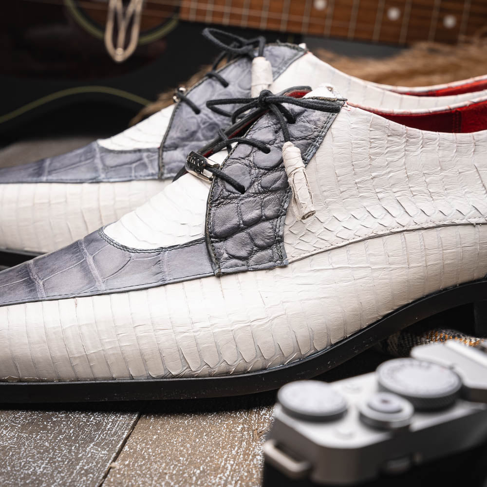 Marco Di Milano Moncalieri Alligator & Cobra Shoes White / Grey