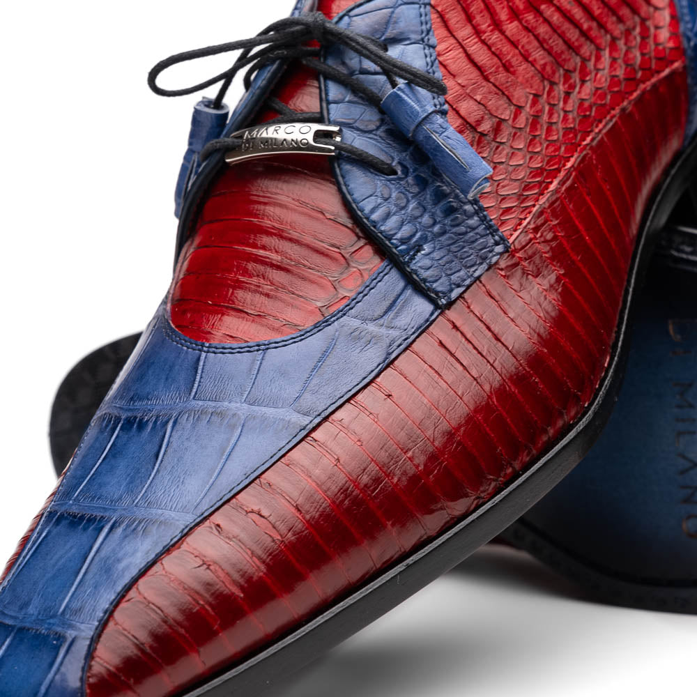 Marco Di Milano Moncalieri Alligator & Cobra Shoes Navy / Red