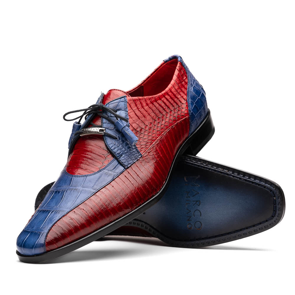 Marco Di Milano Moncalieri Alligator & Cobra Shoes Navy / Red