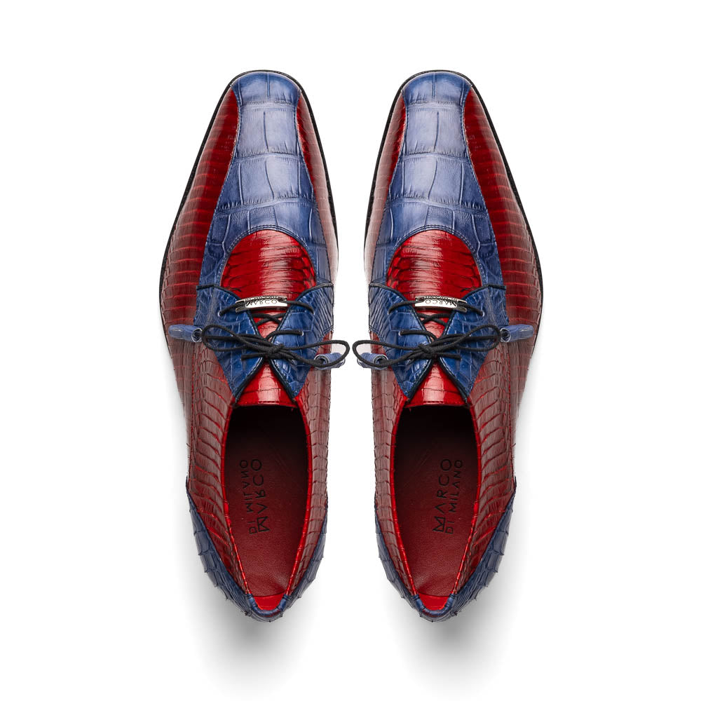 Marco Di Milano Moncalieri Alligator & Cobra Shoes Navy / Red