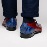 Marco Di Milano Moncalieri Alligator & Cobra Shoes Navy / Red