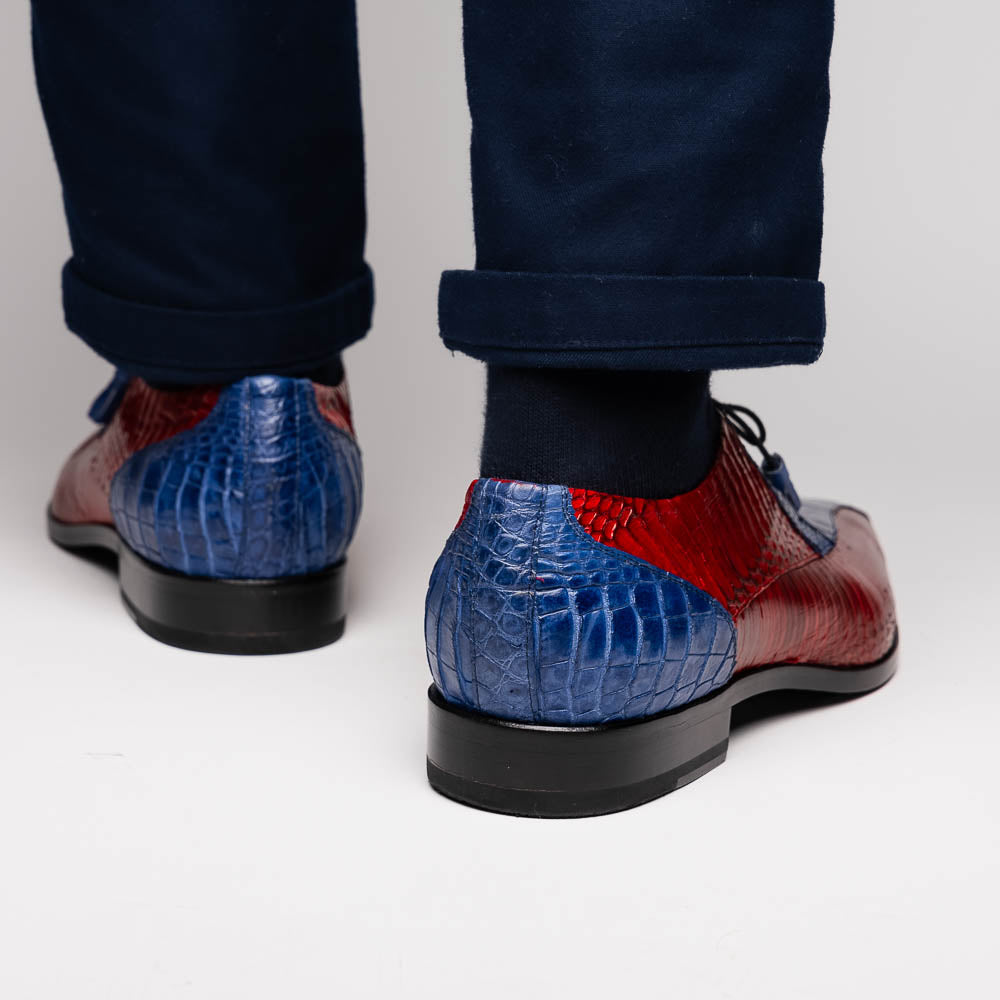 Marco Di Milano Moncalieri Alligator & Cobra Shoes Navy / Red