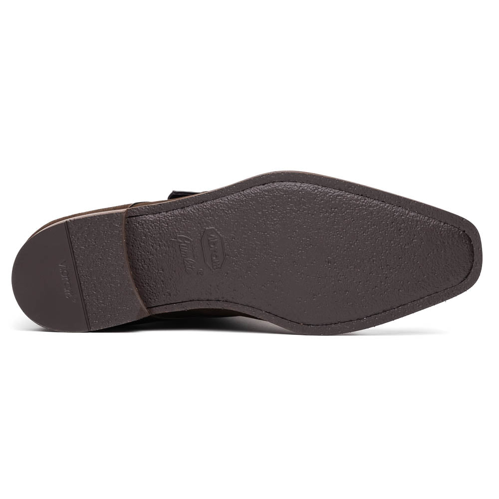 Zelli Hebilla Italian Suede Monk Strap Dark Brown (56-110-DBR)