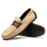 Zelli Monza Suede & Calfskin Driving Loafers Bone / Chestnut (36-300-BLK)