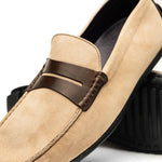Zelli Monza Suede & Calfskin Driving Loafers Bone / Chestnut (36-300-BLK)