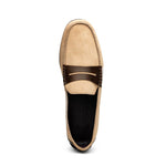 Zelli Monza Suede & Calfskin Driving Loafers Bone / Chestnut (36-300-BLK)