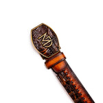 Marco Di Milano Montana Caiman Crocodile & Calfskin Belt Aged Brown