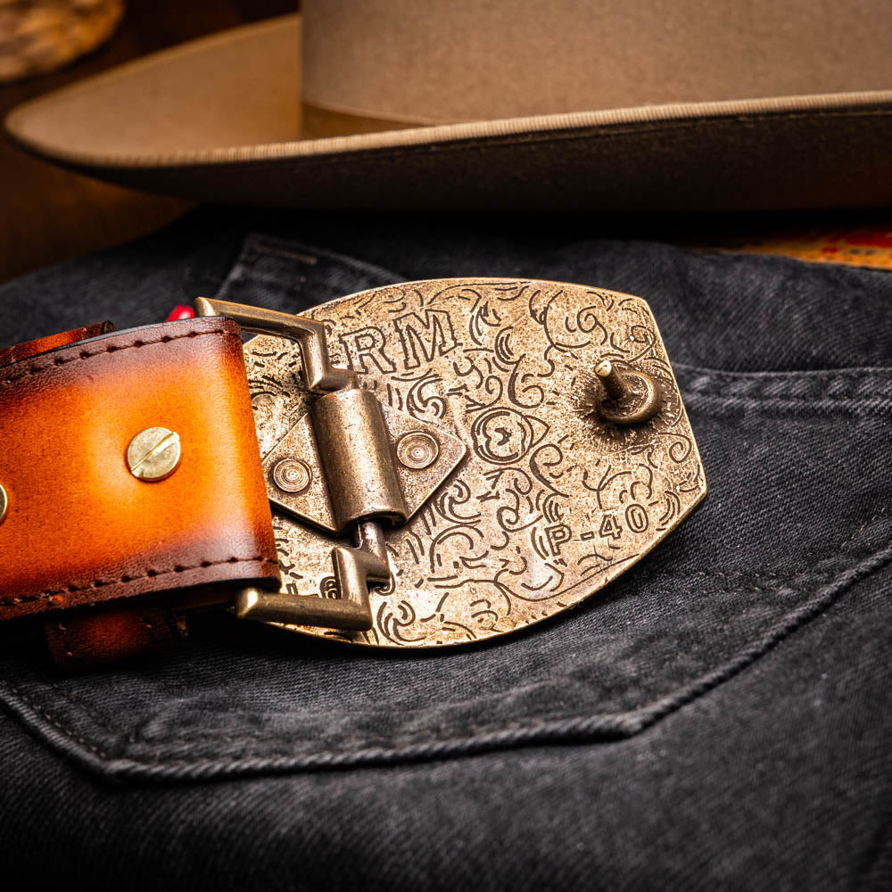 Marco Di Milano Montana Caiman Crocodile & Calfskin Belt Aged Maple