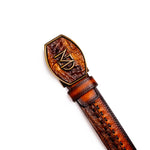 Marco Di Milano Montana Caiman Crocodile & Calfskin Belt Aged Maple