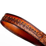Marco Di Milano Montana Caiman Crocodile & Calfskin Belt Aged Maple