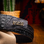 Marco Di Milano Montana Caiman Crocodile & Calfskin Belt Black