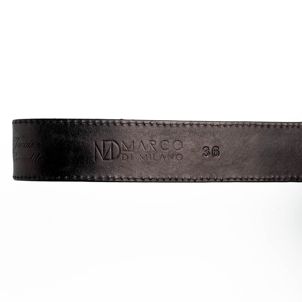 Marco Di Milano Montana Caiman Crocodile & Calfskin Belt Black