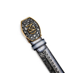 Marco Di Milano Montana Caiman Crocodile & Calfskin Belt Stone Gray