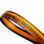 Marco Di Milano Montana Caiman Crocodile & Calfskin Belt Mustard / Brown