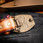 Marco Di Milano Montana Caiman Crocodile & Calfskin Belt Stone Brown