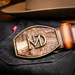 Marco Di Milano Montana Caiman Crocodile & Calfskin Belt Stone Brown