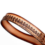Marco Di Milano Montana Caiman Crocodile & Calfskin Belt Stone Brown