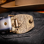 Marco Di Milano Montana Caiman Crocodile & Calfskin Belt Stone Gray