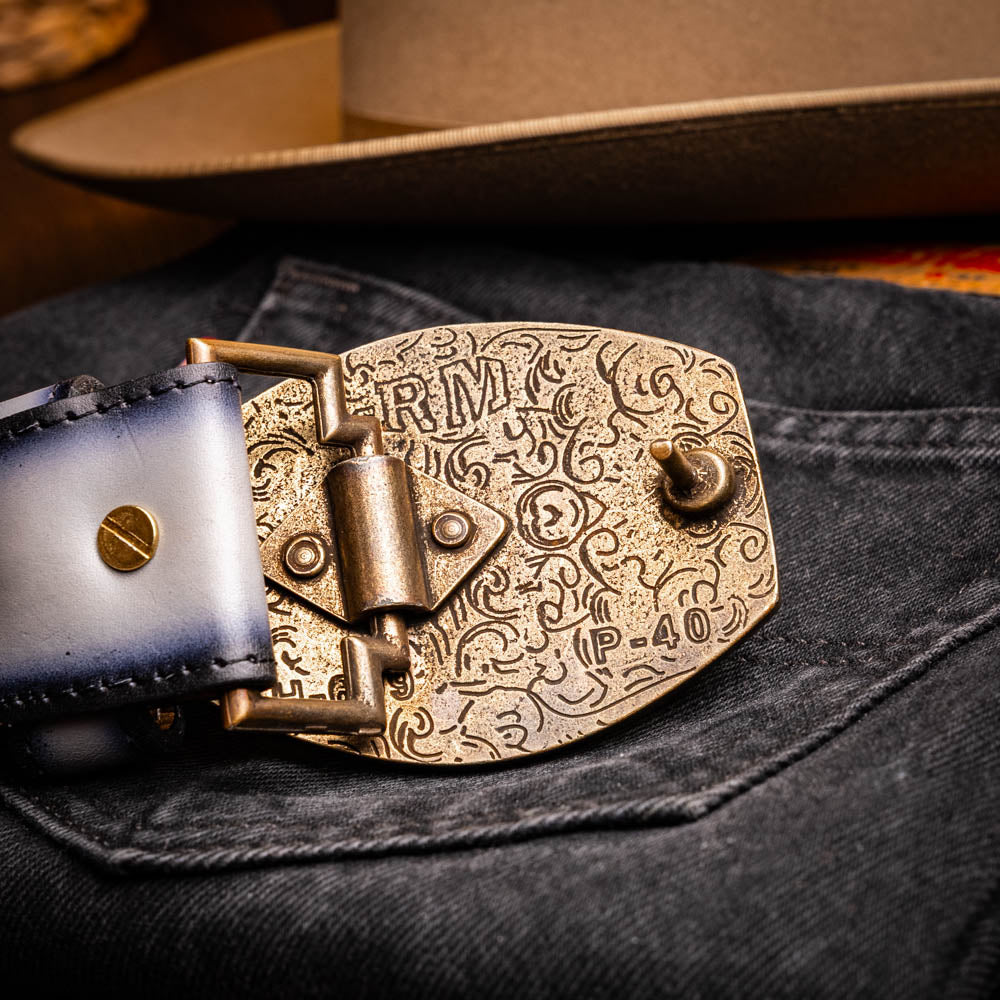 Marco Di Milano Montana Caiman Crocodile & Calfskin Belt Stone Gray
