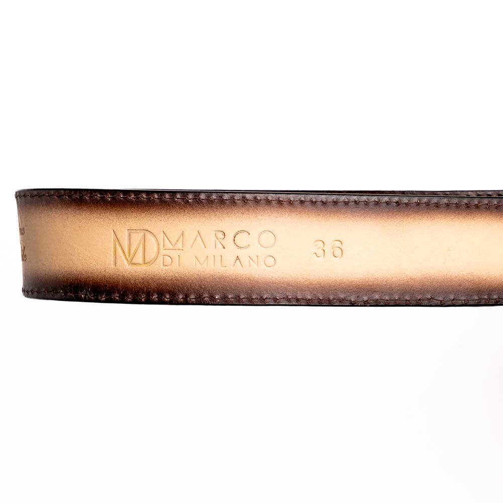 Marco Di Milano Montana Caiman Crocodile & Calfskin Belt Stone Orix